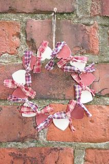 handmade wooden 12 heart wreath by primitive angel country store