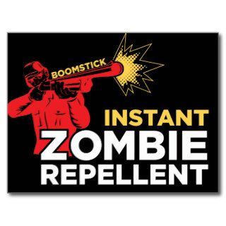Retro Zombie Survival Horror, Boomstick Repellent Postcards