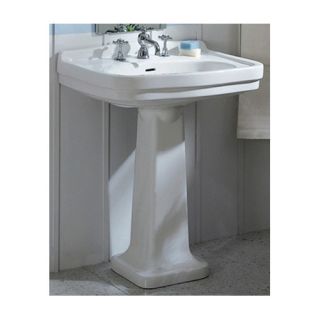 China Large Pedestal Bathroom Sink with Blacksplash
