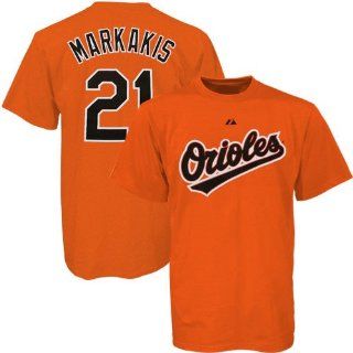 Nick Markakis Baltimore Orioles Orange Name and Number T Shirt by Majestic Size 2XL  Sports Related Merchandise  Sports & Outdoors