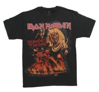 Global Men's Iron Maiden Number Of the Beast T Shirt Music Fan T Shirts Clothing