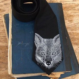 black fox print wool tie by stabo