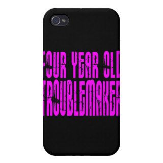 Girls Funny Birthdays Four Year Old Troublemaker iPhone 4 Cases