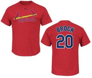 St. Louis Cardinals Lou Brock Red Name and Number T Shirt  Football Apparel  Sports & Outdoors