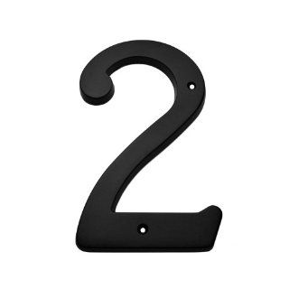 Bolton Hardware Number "2" 6 Inch Solid Brass Dark Oil Rubbed Bronze Finish House Number Raised 1/4"    
