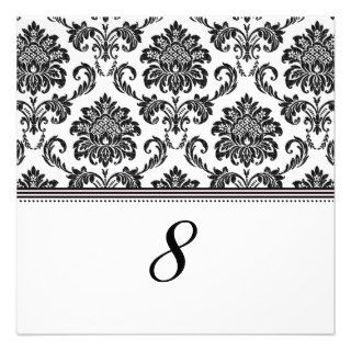 Black and White Damask Reception Table Number Invite