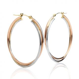 Michael Anthony Jewelry® 14K Gold 2 Tone Double Hoop Earrings   1 5/16&quo