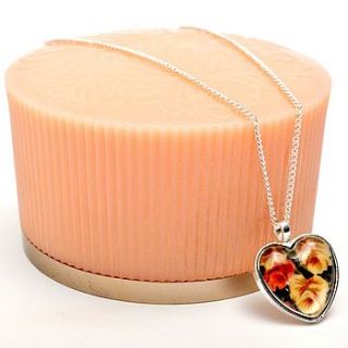 vintage floral heart necklace by poppy valentine