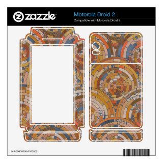 Orange Blue Radial Circular Mosaic Tile Abstract Skin For Motorola Droid 2