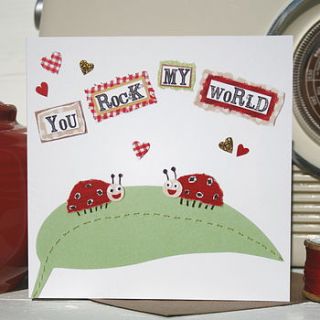 'you rock my world' ladybird greetings card by the writing bureau