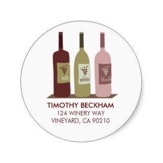 Wine Bottles Address Labels Round Sticker