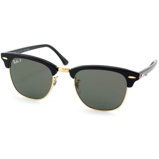 Ray Ban Unisex RB 3016 Clubmaster Black/ Gold Polarized Sunglasses Ray Ban Fashion Sunglasses