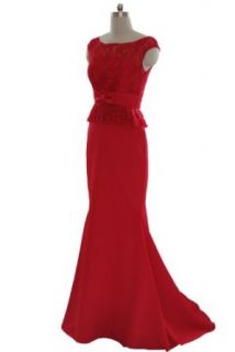 Qpid Showgirl roter Spitze langes Abendkleid Brautjungfer Kleid 9016RD Bekleidung