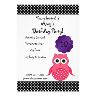 Cute owl birthday invitation