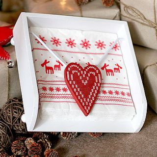 heart napkin holder with reindeer napkins by pippins gifts and home accessories