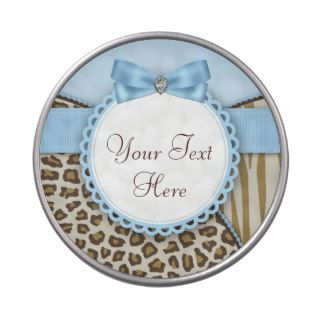 Sweet Safari Blue and Brown Baby Shower Candy Tins