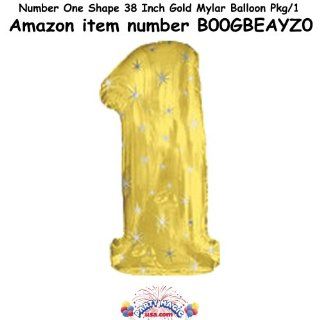 Number One Shape 38 Inch Gold Mylar Balloon Pkg/1 Toys & Games