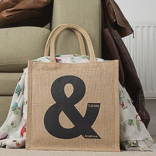 personalised ampersand jute gift bag by tillyanna