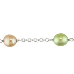 Miadora Silvertone Multi colored Freshwater Baroque Pearl Necklace (8 9 mm) Miadora Pearl Necklaces