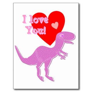 I love You Cartoon Dinosaur T Rex Postcard