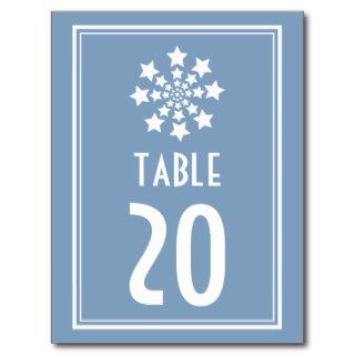 Star Firework Table Numbers (Blue Gray / White) Post Cards