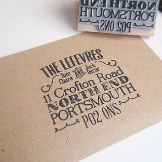 personalised address rubber stamp by the little posy print company