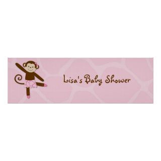 Tutu Ballerina Monkey Baby Shower Banner Sign Posters