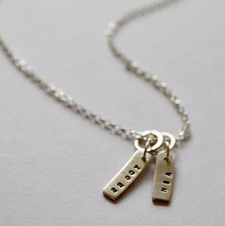 personalised silver bar necklace by bbel