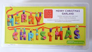 merry christmas garland felt sewing kit by paper and string