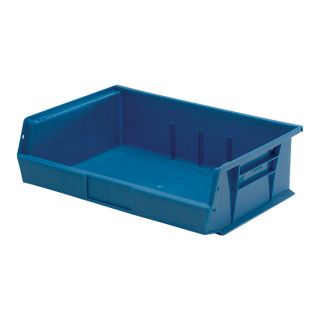 Quantum Storage Heavy Duty Stacking Bins — 11in. x 16 1/2in. x 5in. Size, Carton of 6  Ultra Stack   Hang Bins