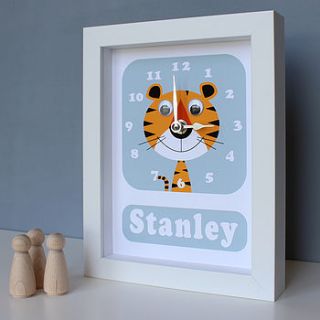 personalised framed animal clocks by stripeycats