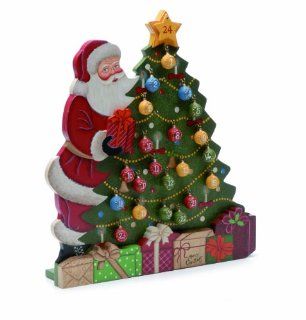 Festive Productions Ltd Luxus Adventskalender Santa Claus und Weihnachtsbaum mit nummerierten Christbaumkugeln, 35 cm, handbemalt Küche & Haushalt