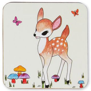 woodland fawn coaster or set by superfumi