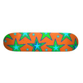 stars   blue/green/orange skate board deck