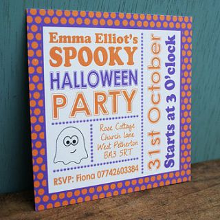 personalised 'spooky' halloween invitations by sparks living