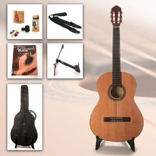 Einsteiger Gitarrenset Easy Tune 4/4   4/4 Konzertgitarre mit Zubehr, Clip Stimmgert und hervorragendes Gitarren Lehrbuch mit CD Musikinstrumente