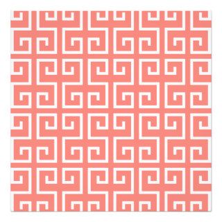 Coral Pink and White Geometric Pattern Art Photo