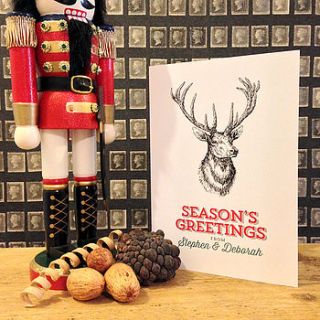 set of 10 personalised stag christmas cards by winchester & sons