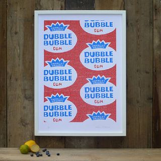 dubble bubble screenprint by patrick edgeley