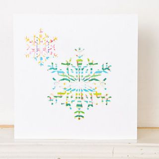 christmas snowflake greetings card by laura fletcher textiles