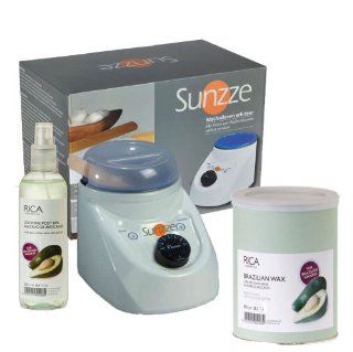 Sunzze Wachsdosen Erhitzer mit Deckel und Thermostat, Jetzt GRATIS mit Brazilian Wachs, Spatel und Lotion. Drogerie & Körperpflege