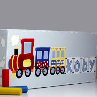 choo choo train picture canvas personalised by lizajdesign