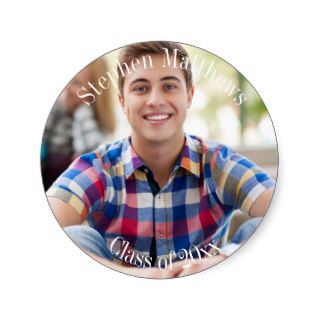 Photo Name and Class Year Graduation Round Stickers