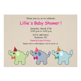 Baby Elephants in a row   baby shower invites