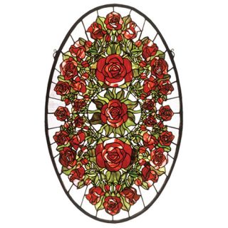 Oval Rose Garden Stained Glass Window