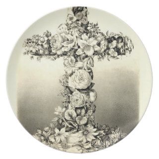 Vintage Easter Floral Christian Cross 1869 Party Plate