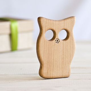 organic baby owl teether by wooden toy gallery