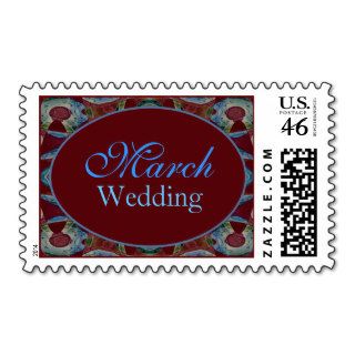 March Turquoise Brown Wedding Stamps
