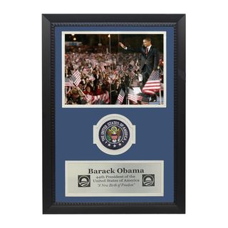 Barack Obama Waving Commemorative Presidential Patch Frame Encore Select Collectible Plaques