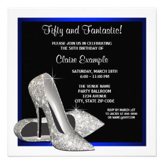 Royal Blue High Heels Birthday Party Personalized Invites